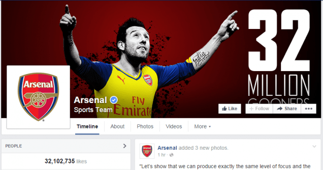 Arsenal auf Facebook